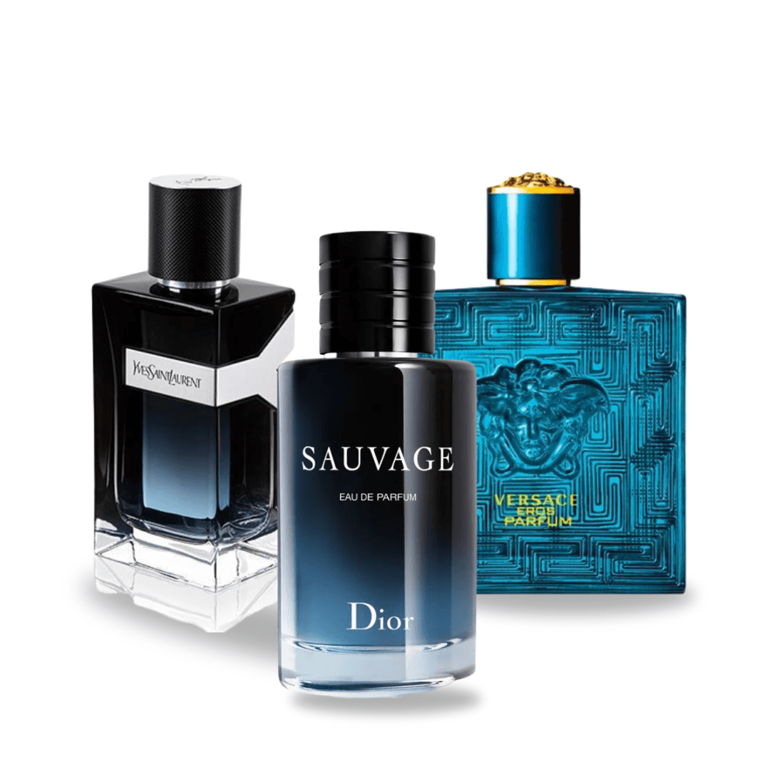 Coffret 3 Parfums : DIOR SAUVAGE, Y MEN & VERSACE EROS – 100 ml chacun