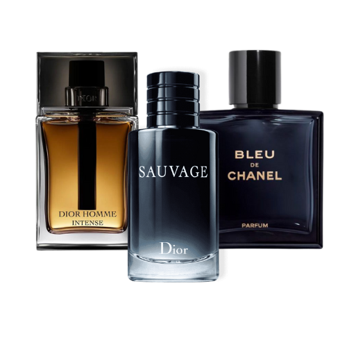 Coffret 3 Parfums : DIOR SAUVAGE, BLEU DE CHANEL & DIOR HOMME INTENSE – 100 ml chacun