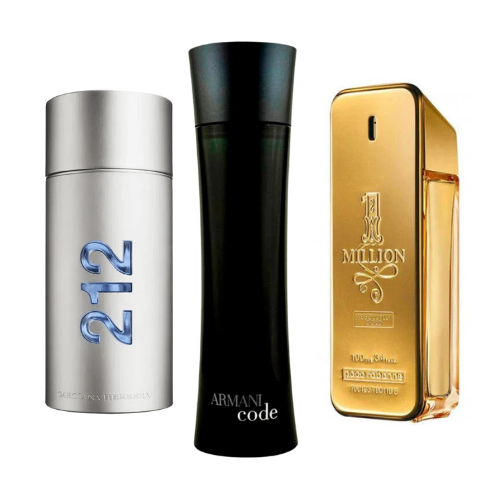 Coffret 3 Parfums : 212 MEN NYC, ONE MILLION & ARMANI CODE HOMME – 100 ml chacun