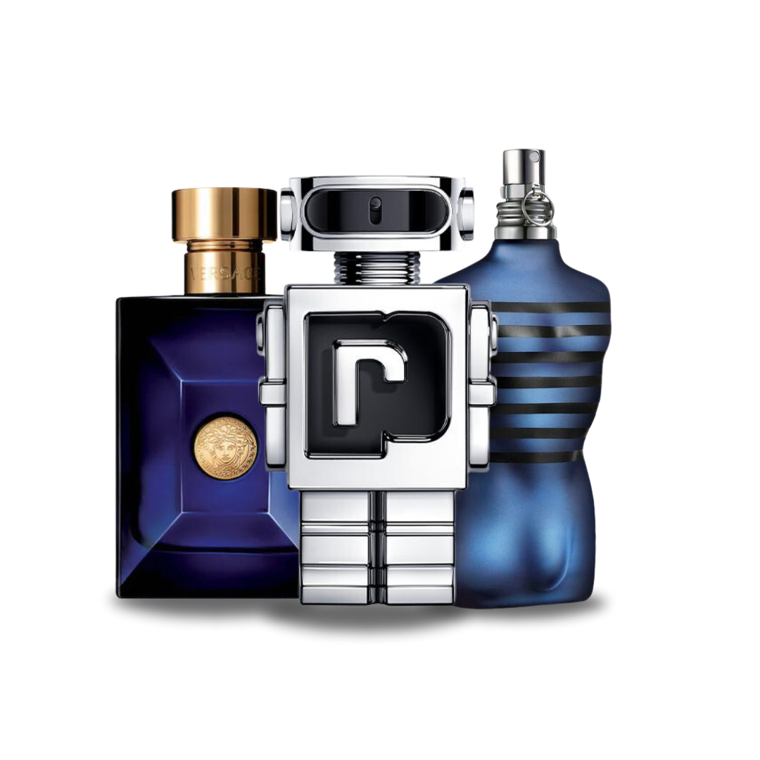 Coffret 3 Parfums : VERSACE DYLAN BLUE, PACO RABANNE PHANTOM & JEAN PAUL GAULTIER ULTRA MALE (Eau de Parfum) – 100 ml chacun