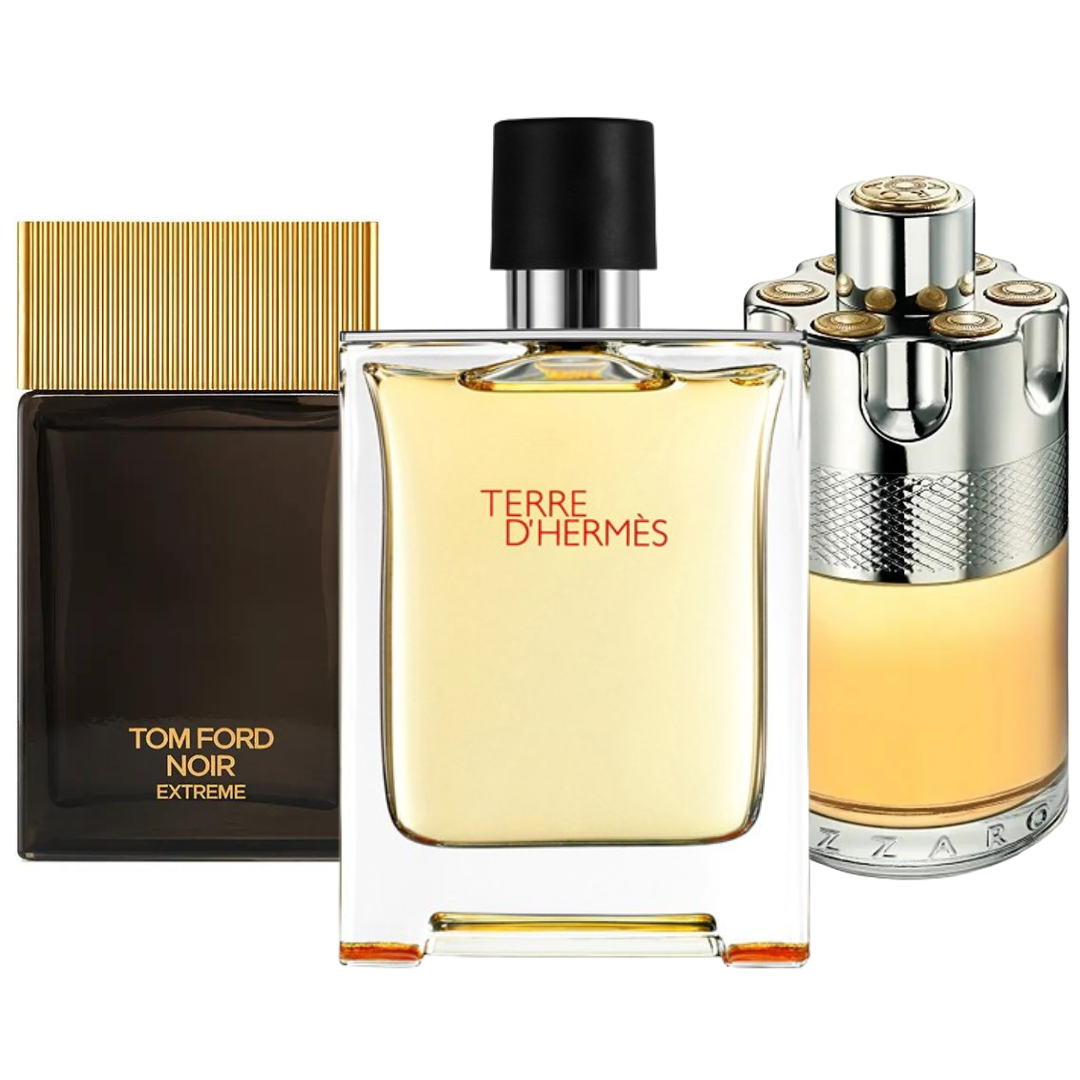 Coffret 3 Parfums : TERRE D’HERMÈS, AZZARO WANTED & NOIR EXTREME – 100 ml chacun