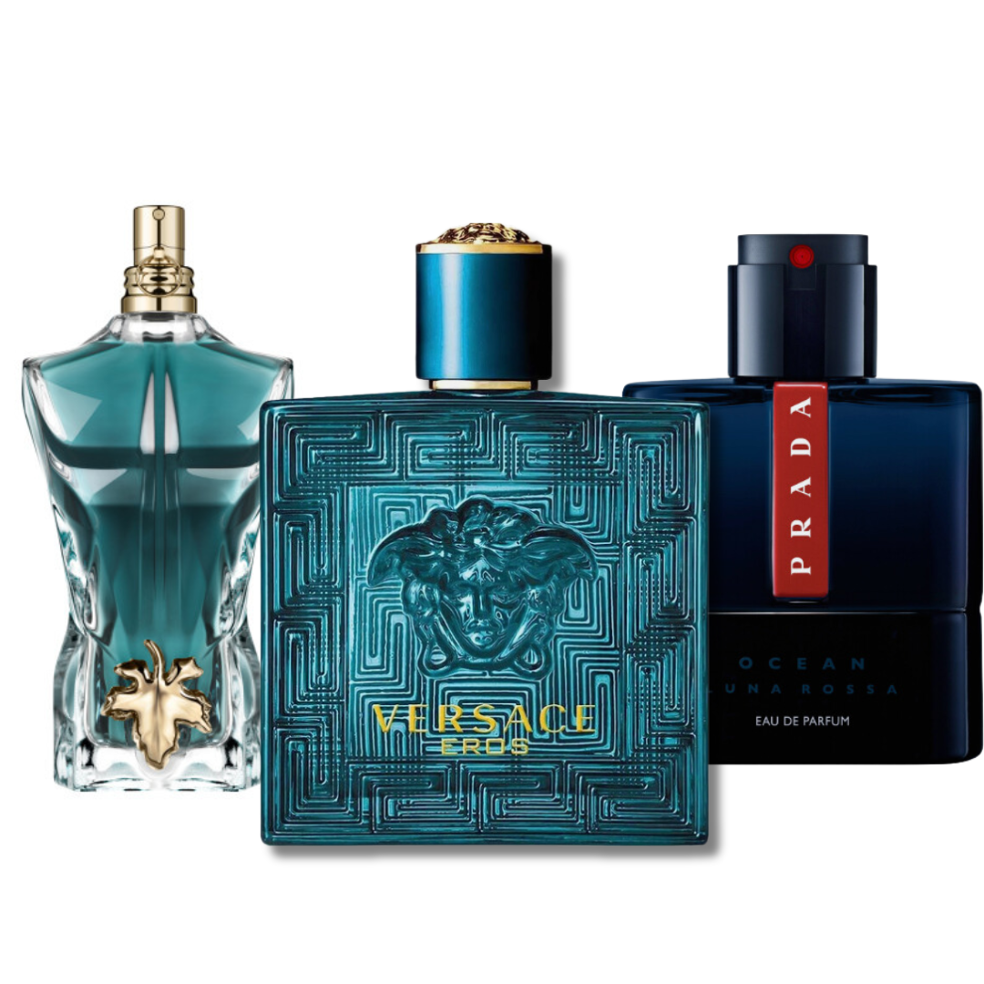 Coffret 3 Parfums : PRADA LUNA ROSSA, VERSACE EROS & LE BEAU – 100 ml chacun