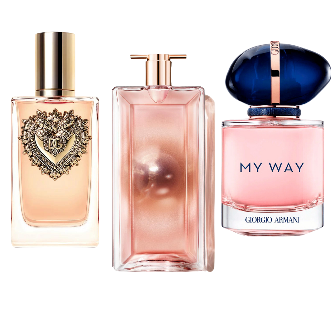 Coffret 3 Parfums : DOLCE & GABBANA DEVOTION, GIORGIO ARMANI MY WAY & LANCÔME IDÔLE – 100 ml chacun