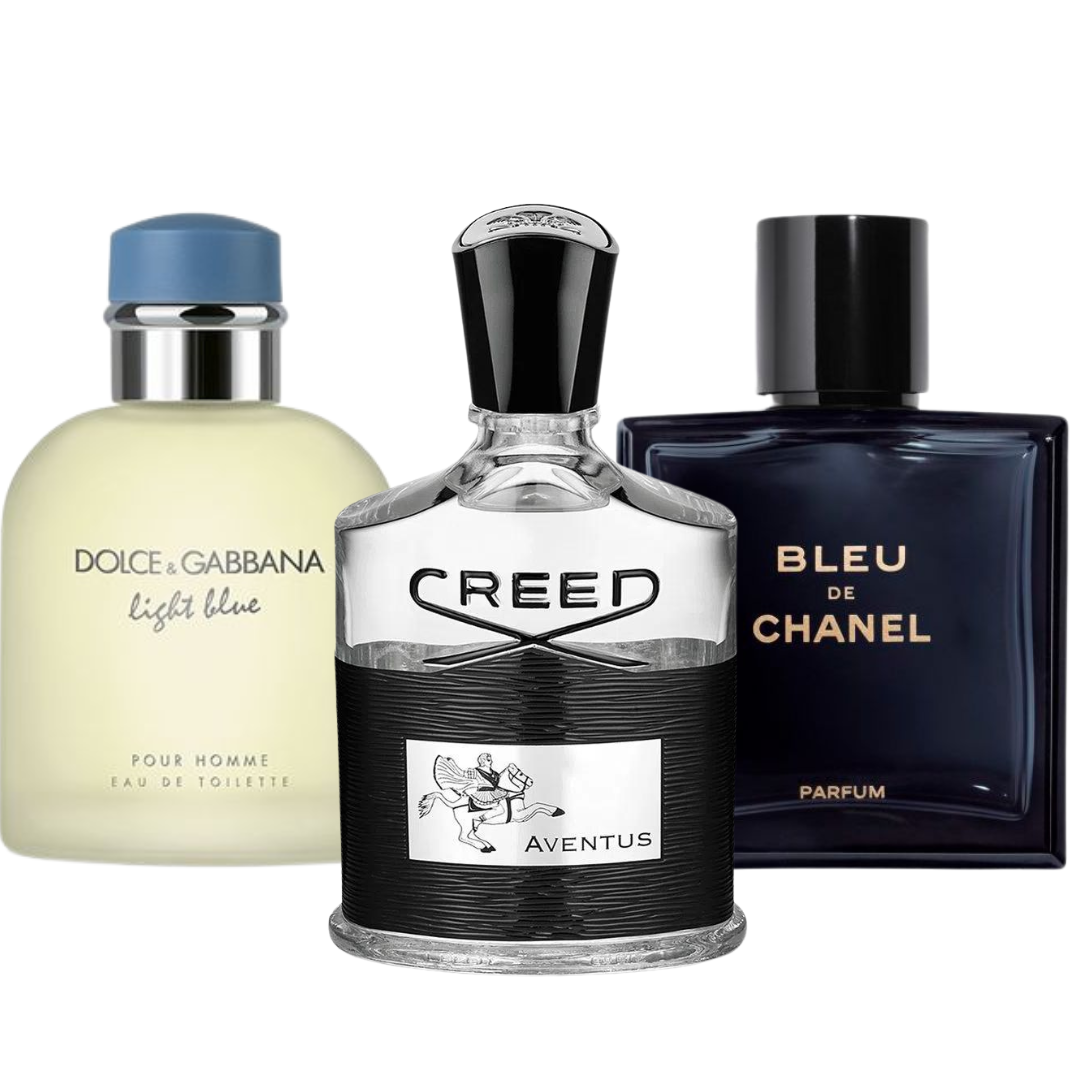 Coffret 3 Parfums : BLEU DE CHANEL, CREED AVENTUS & LIGHT BLUE POUR HOMME – 100 ml chacun